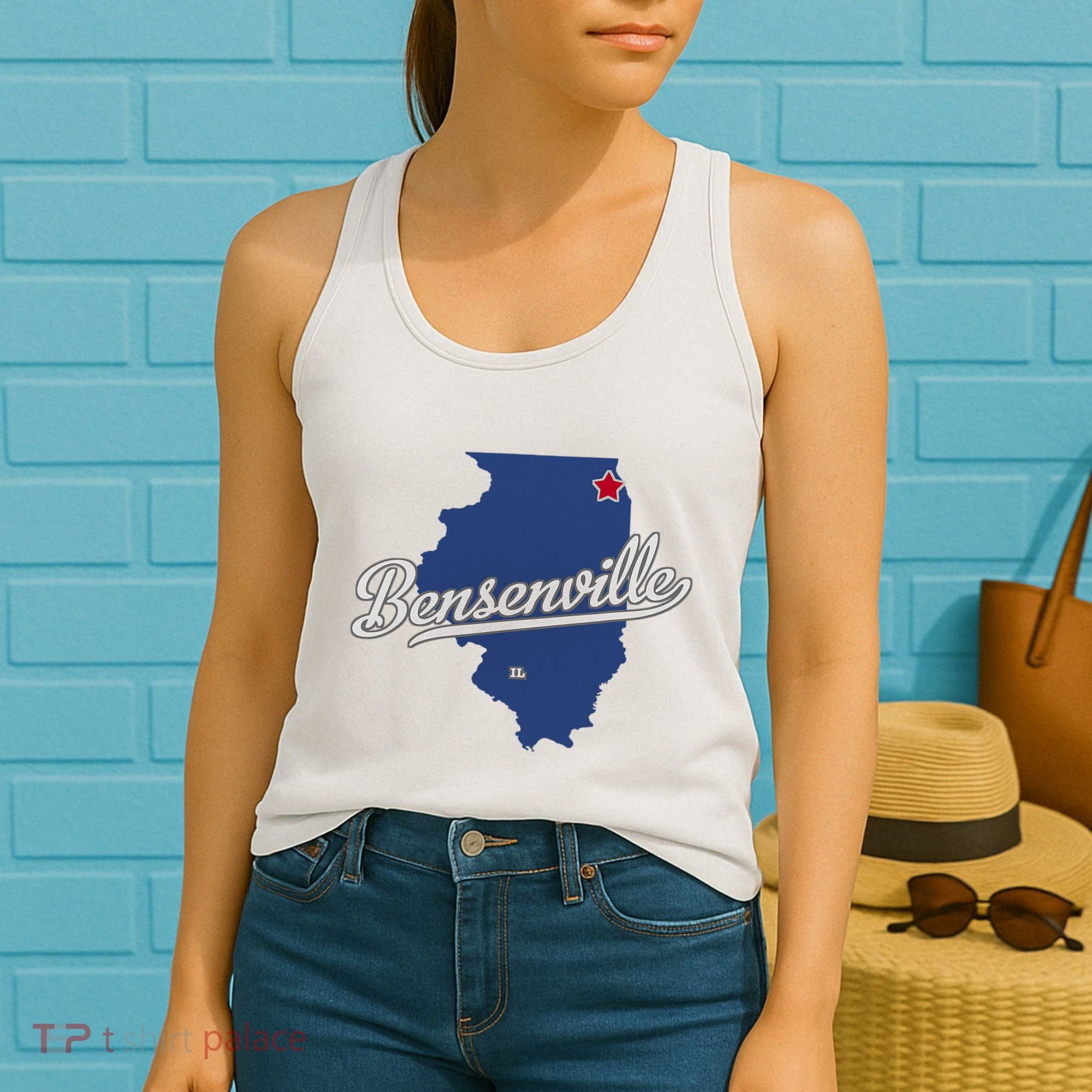 Bensenville Illinois Il Map Women's Tank Top