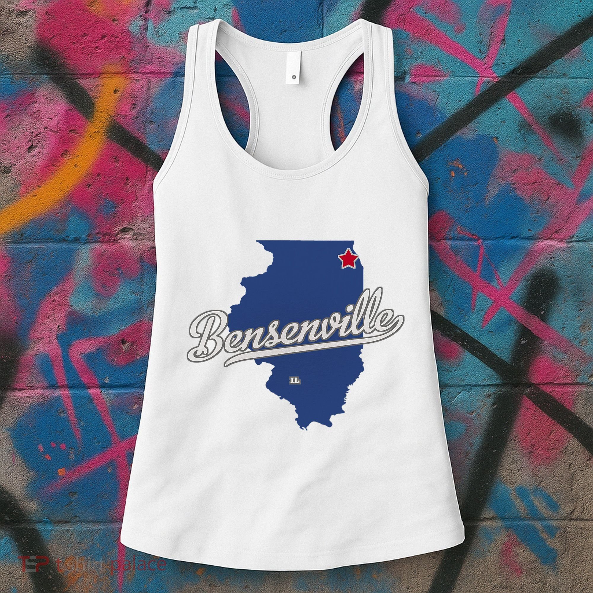Bensenville Illinois Il Map Women's Tank Top
