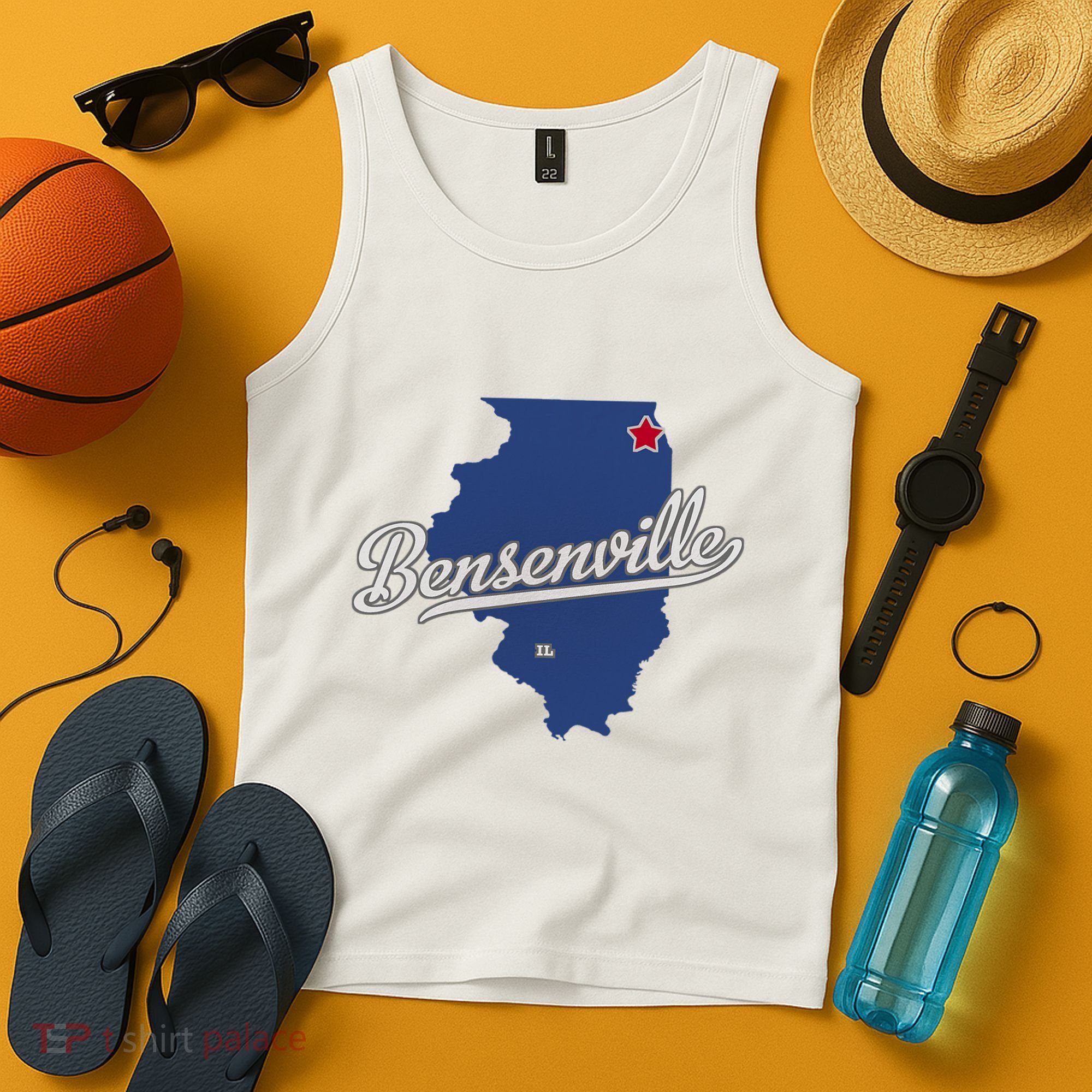 Bensenville Illinois Il Map Tank Top