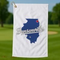 Bensenville Illinois Il Map Golf Towel thumb 1