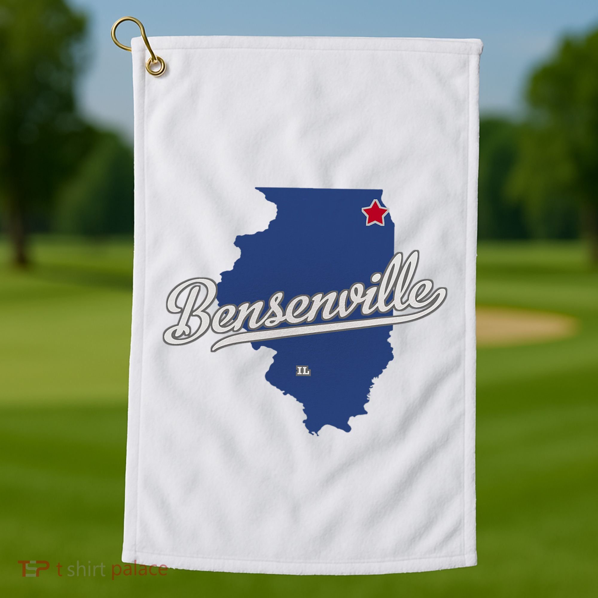 Bensenville Illinois Il Map Golf Towel