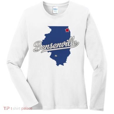 Bensenville Illinois Il Map Women's Long Sleeve Shirt