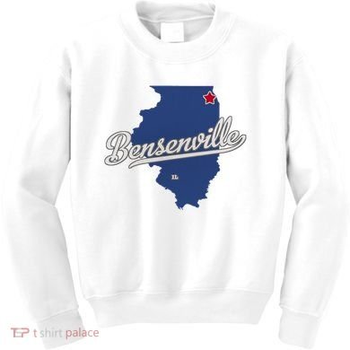 Bensenville Illinois Il Map Kids Sweatshirt
