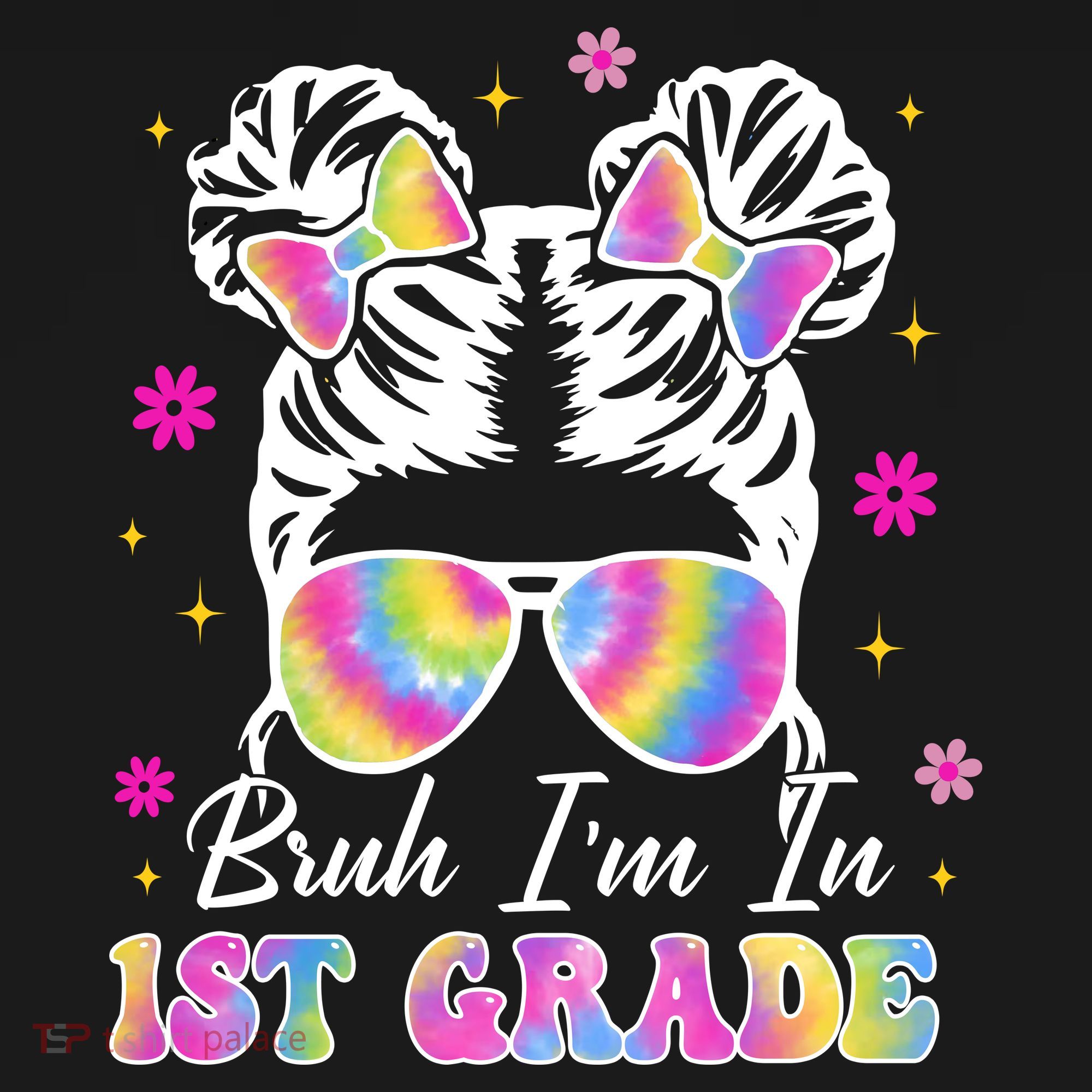 Bruh Im In 1st Grade Messy Bun First Day Of School Women's Hoodie