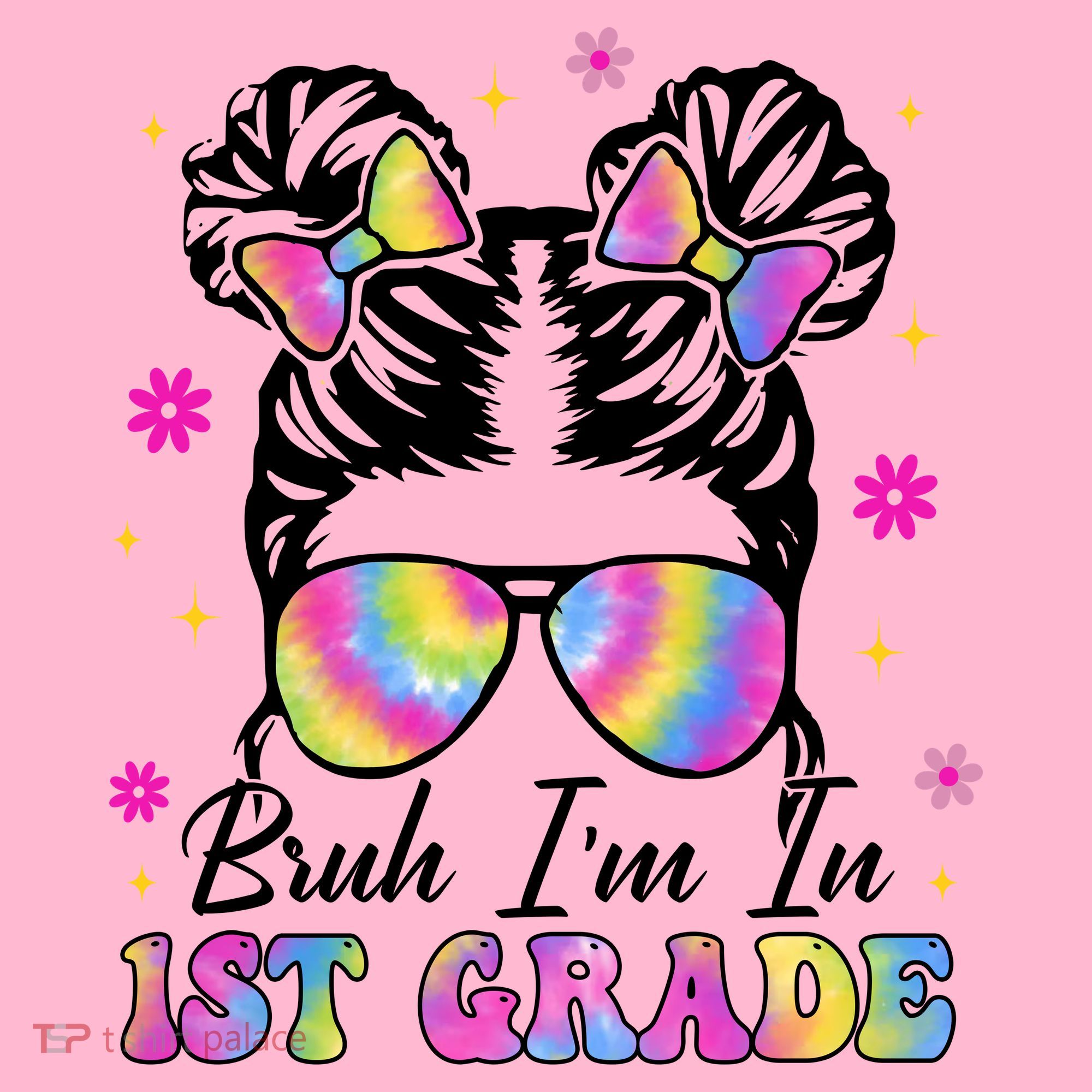 Bruh Im In 1st Grade Messy Bun First Day Of School Mousepad