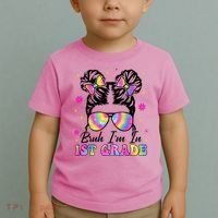 Bruh Im In 1st Grade Messy Bun First Day Of School Toddler T-Shirt thumb 2