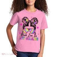 Bruh Im In 1st Grade Messy Bun First Day Of School Kids T-Shirt thumb 2