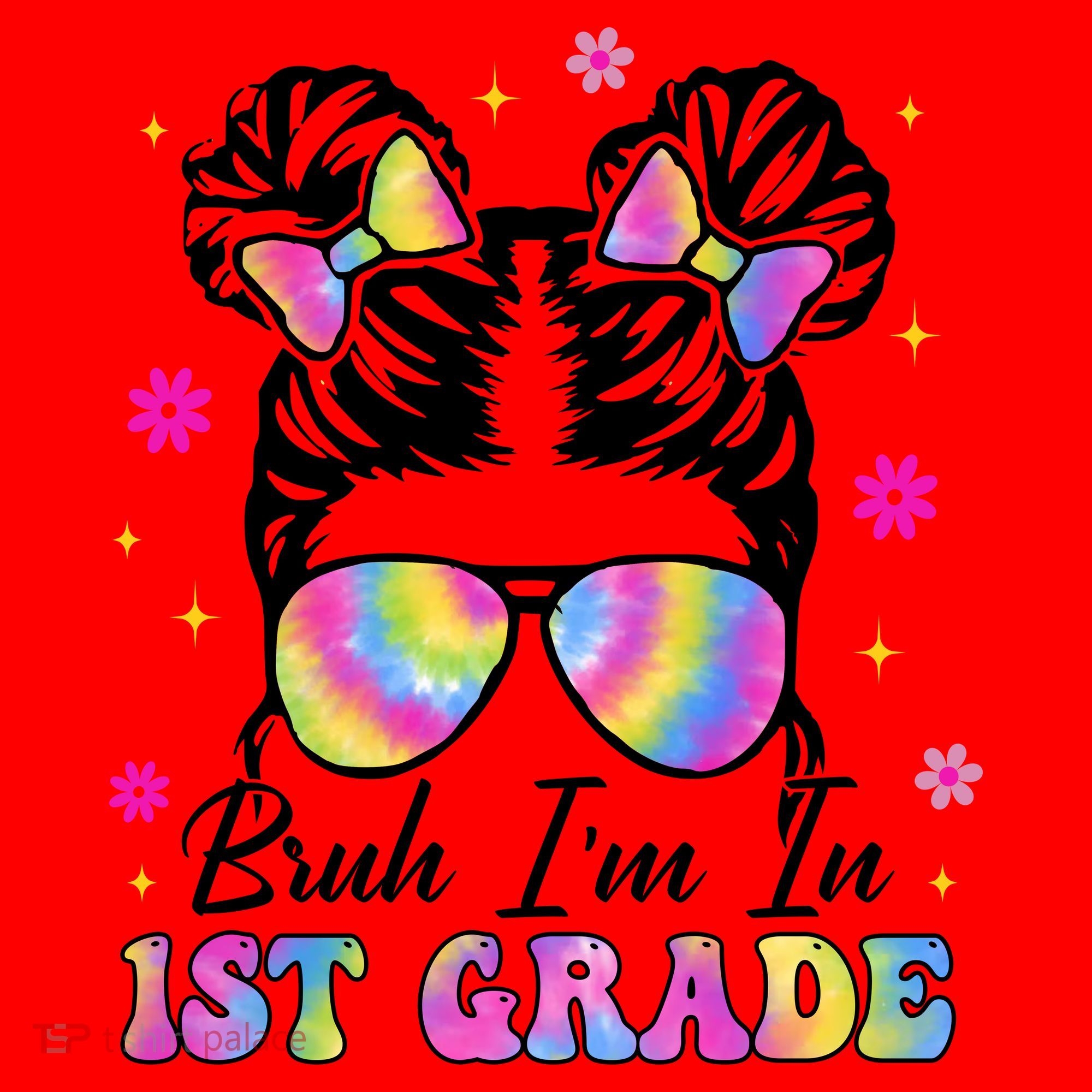 Bruh Im In 1st Grade Messy Bun First Day Of School Santa Hat