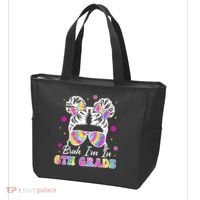 Bruh Im In 6th Grade Messy Bun First Day Of School Tote Bag thumb 3