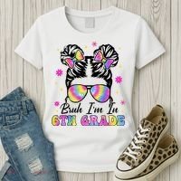 Bruh Im In 6th Grade Messy Bun First Day Of School Women's T-Shirt thumb 3