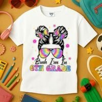 Bruh Im In 6th Grade Messy Bun First Day Of School Kids T-Shirt thumb 3