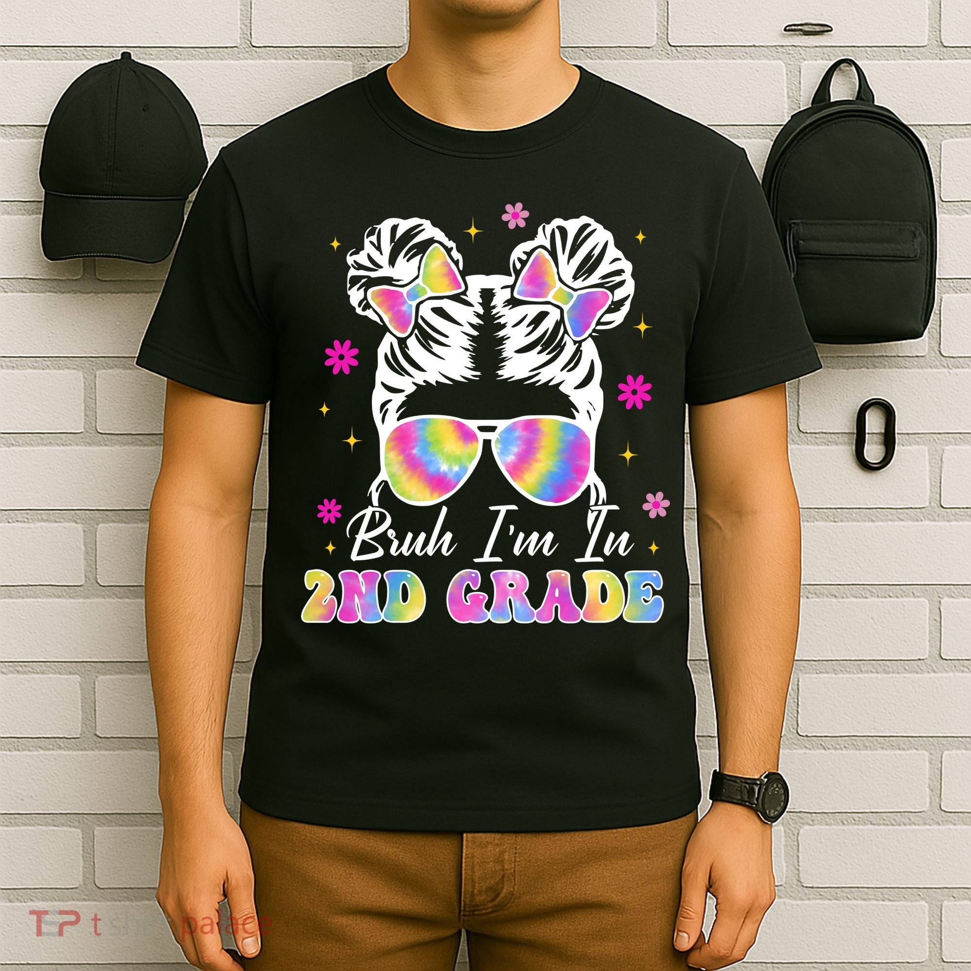 Bruh Im In 2nd Grade Messy Bun First Day Of School T-Shirt