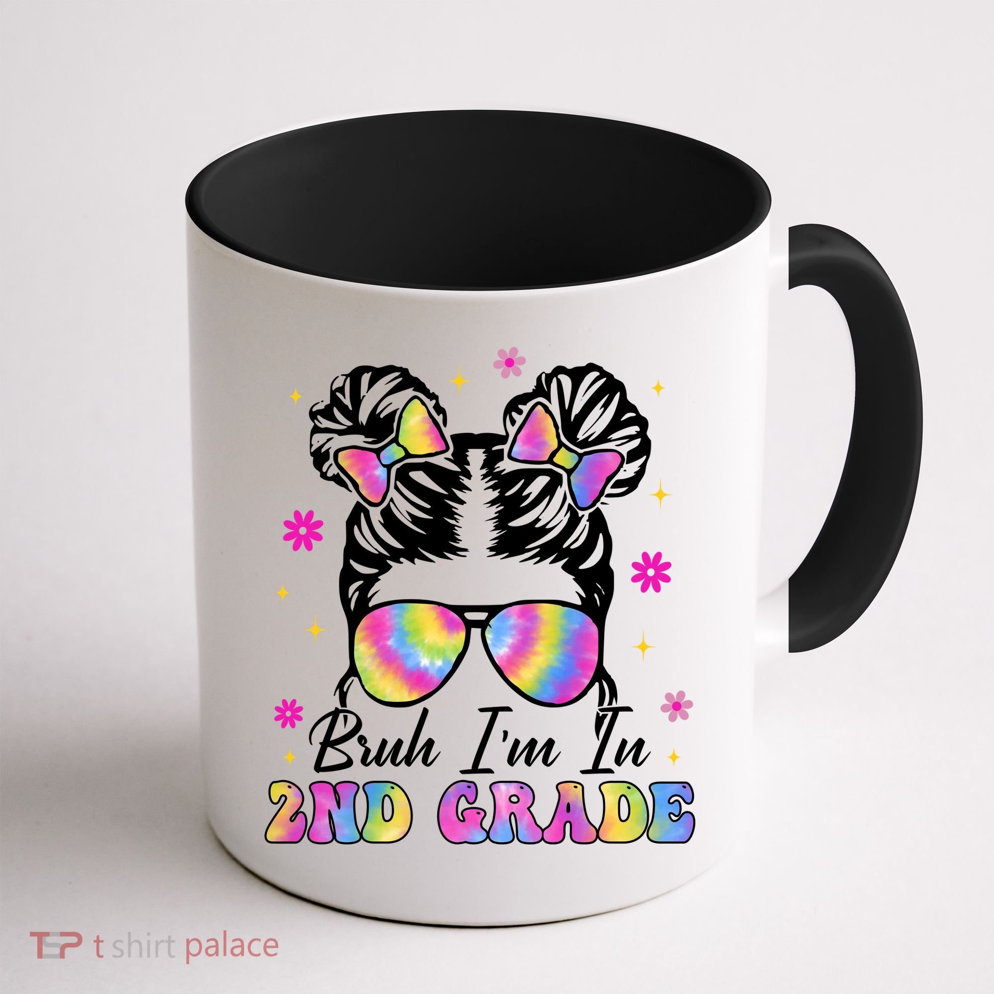 Bruh Im In 2nd Grade Messy Bun First Day Of School Coffee Mug