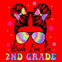 Bruh Im In 2nd Grade Messy Bun First Day Of School Santa Hat thumb 1