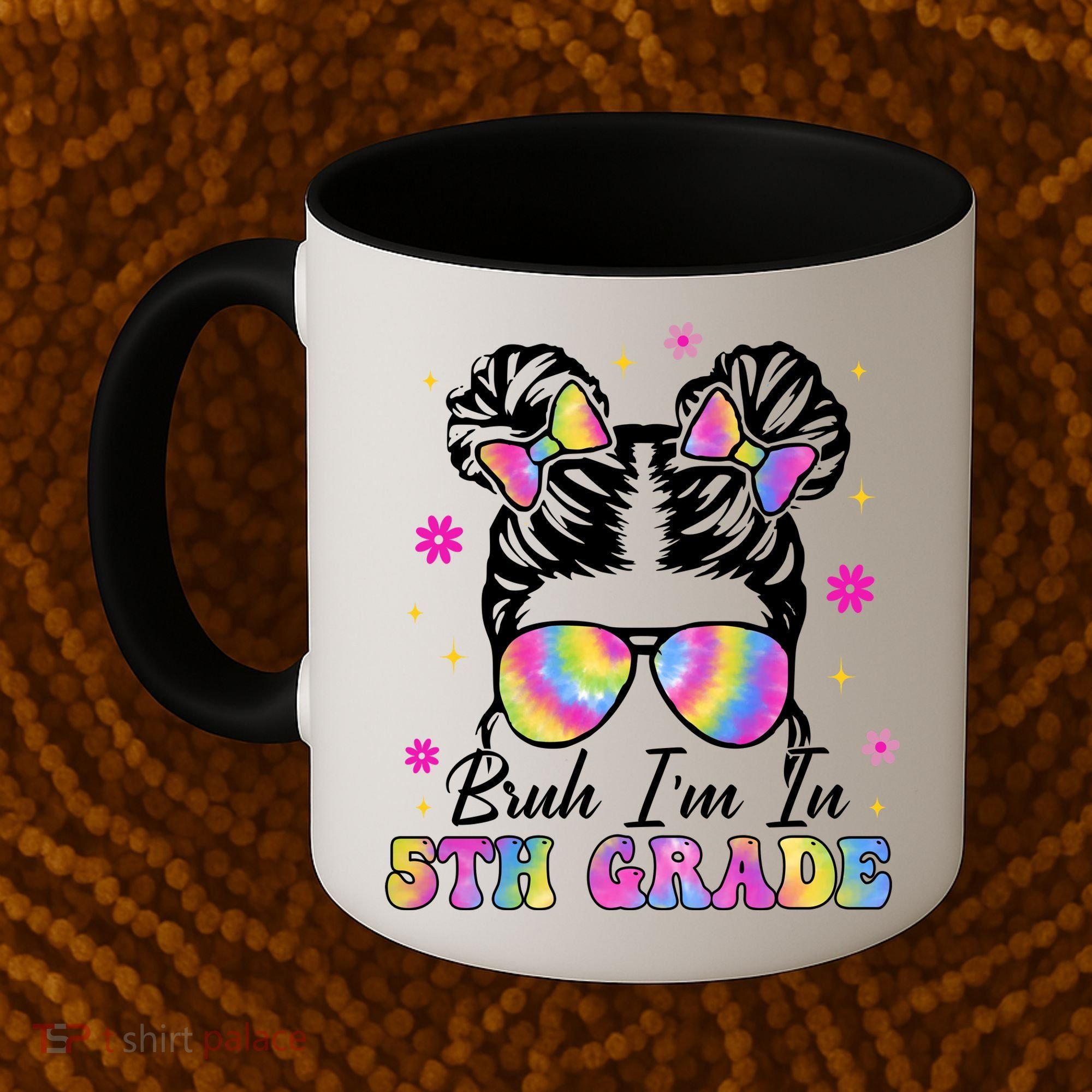 Bruh Im In 5th Grade Messy Bun First Day Of School Coffee Mug