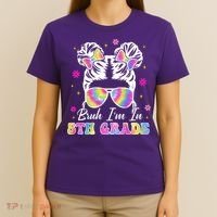 Bruh Im In 5th Grade Messy Bun First Day Of School T-Shirt thumb 4