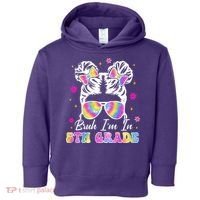 Bruh Im In 5th Grade Messy Bun First Day Of School Toddler Hoodie thumb 0