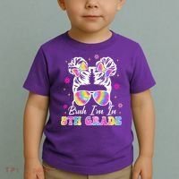 Bruh Im In 5th Grade Messy Bun First Day Of School Toddler T-Shirt thumb 2