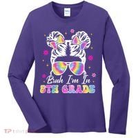 Bruh Im In 5th Grade Messy Bun First Day Of School Women's Long Sleeve Shirt thumb 0