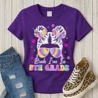 Bruh Im In 5th Grade Messy Bun First Day Of School Women's T-Shirt thumb 3