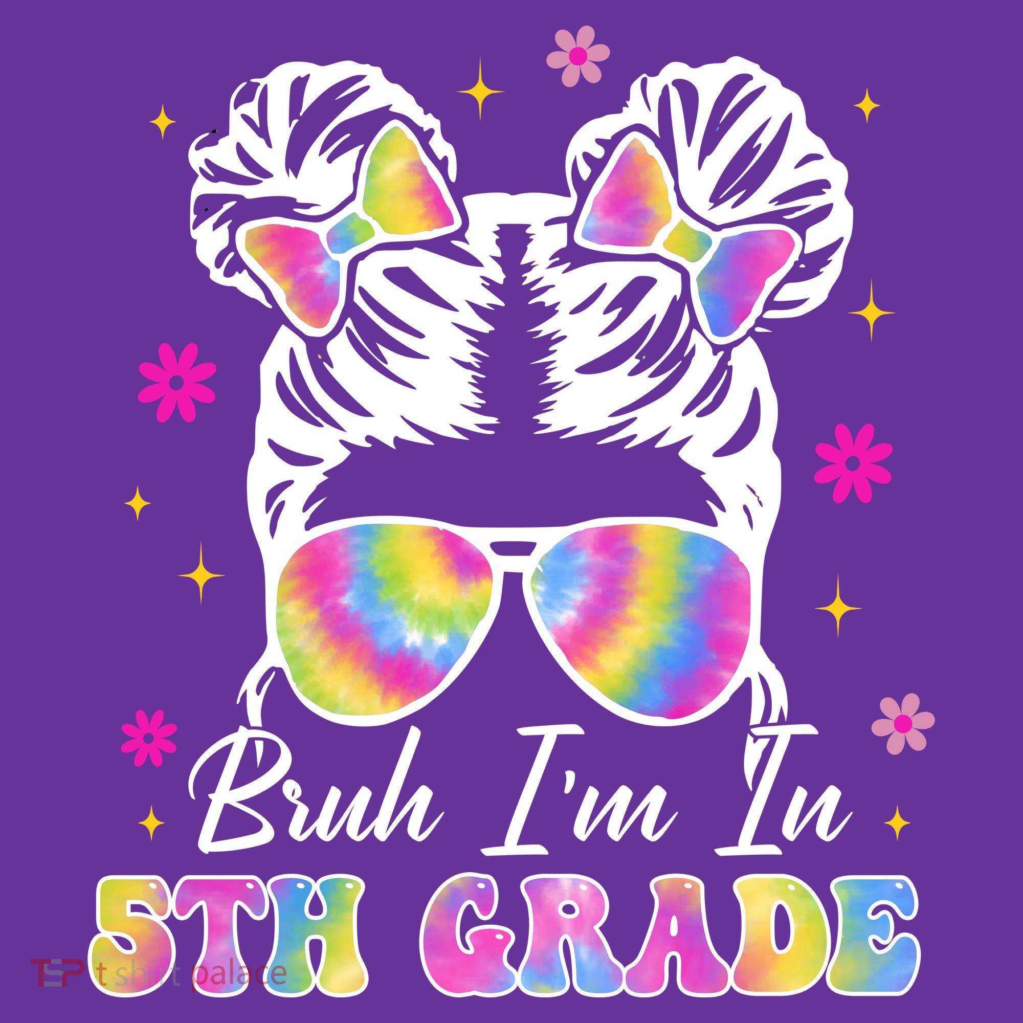 Bruh Im In 5th Grade Messy Bun First Day Of School Women's T-Shirt