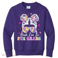 Bruh Im In 5th Grade Messy Bun First Day Of School Kids Sweatshirt thumb 0
