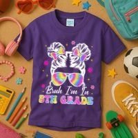 Bruh Im In 5th Grade Messy Bun First Day Of School Kids T-Shirt thumb 3