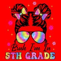 Bruh Im In 5th Grade Messy Bun First Day Of School Santa Hat thumb 1