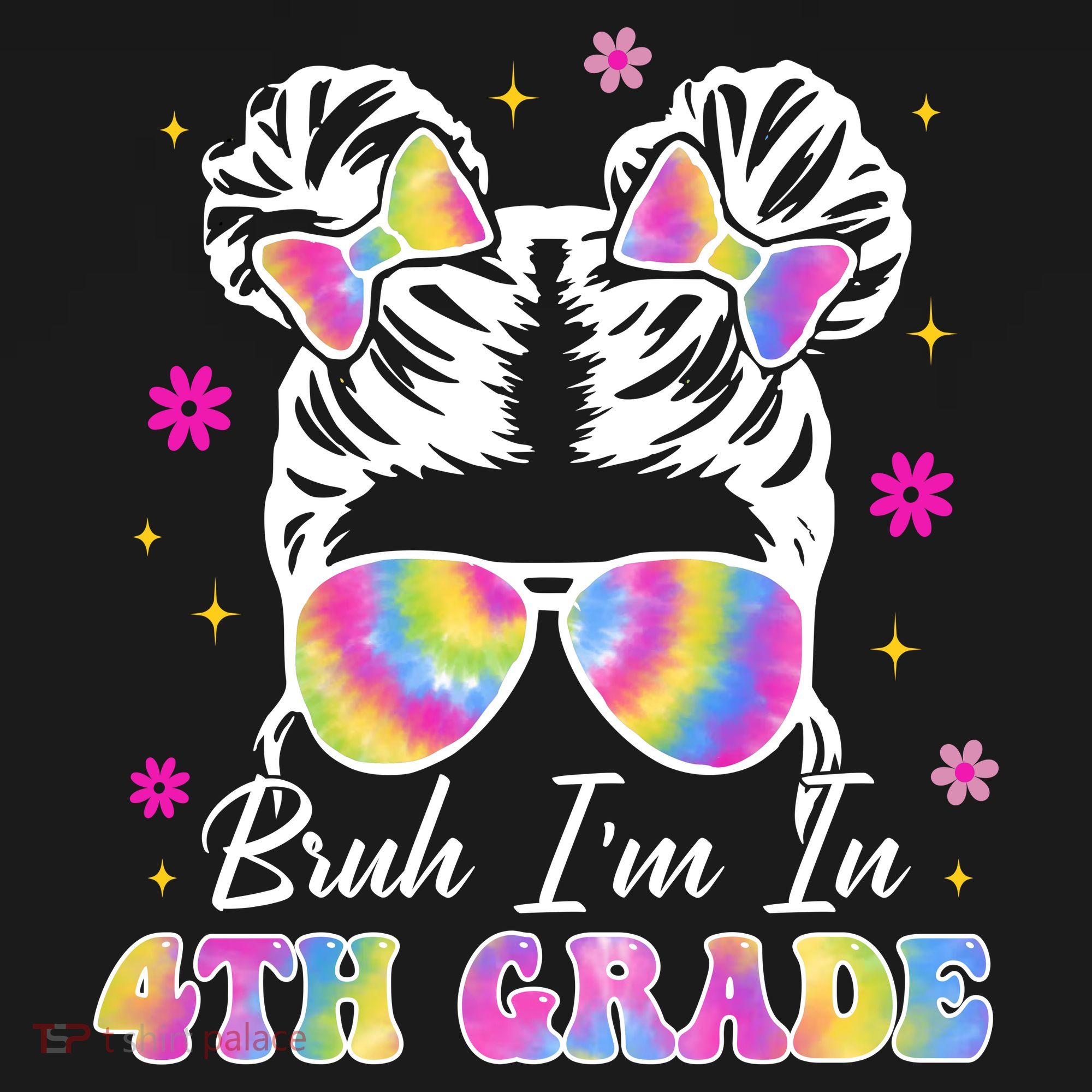 Bruh Im In 4th Grade Messy Bun First Day Of School Women's Hoodie