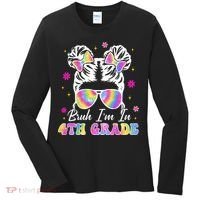 Bruh Im In 4th Grade Messy Bun First Day Of School Women's Long Sleeve Shirt thumb 0