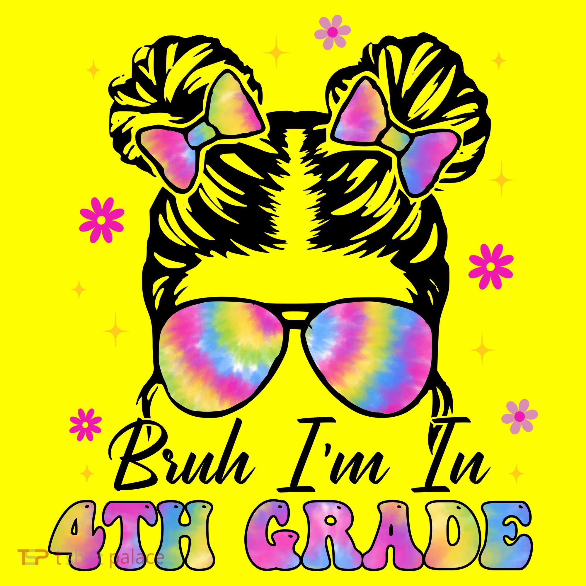 Bruh Im In 4th Grade Messy Bun First Day Of School Long Sleeve Shirt