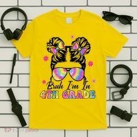 Bruh Im In 4th Grade Messy Bun First Day Of School T-Shirt thumb 5