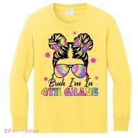 Bruh Im In 4th Grade Messy Bun First Day Of School Kids Long Sleeve Shirt thumb 0