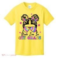 Bruh Im In 4th Grade Messy Bun First Day Of School Kids T-Shirt thumb 0