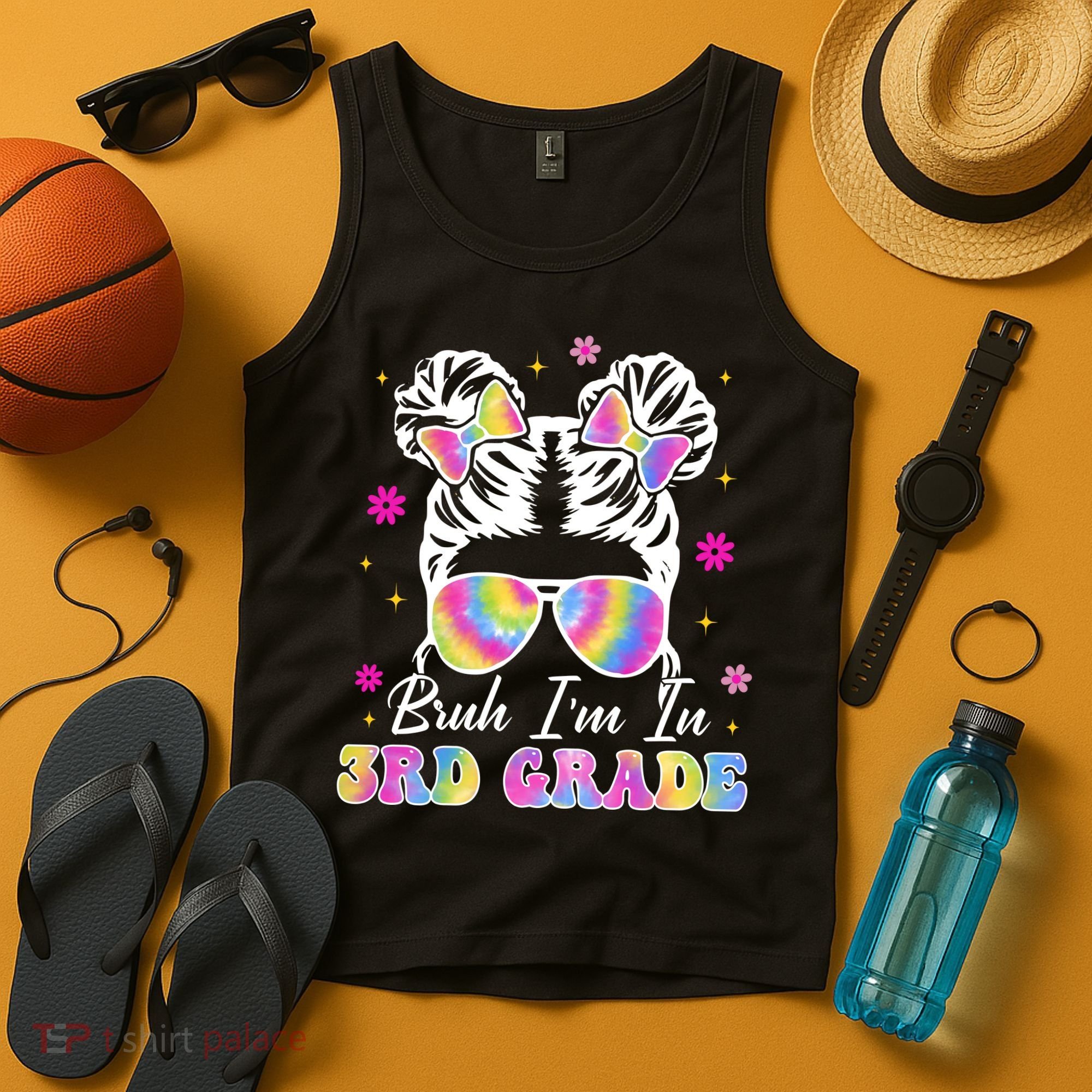 Bruh Im In 3rd Grade Messy Bun First Day Of School Tank Top