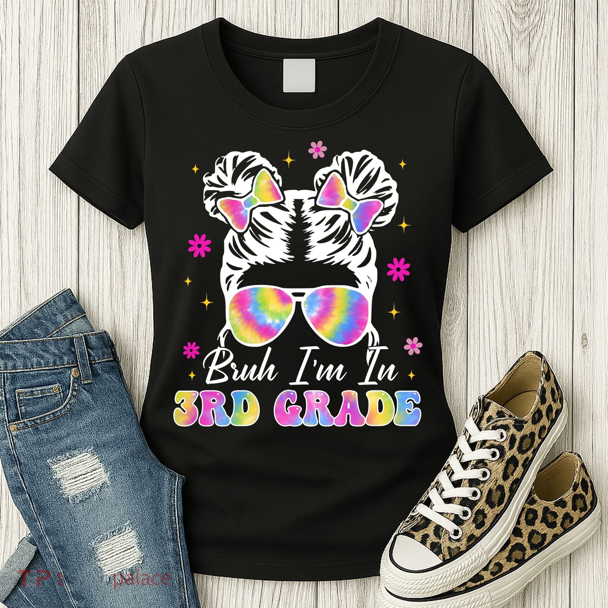 Bruh Im In 3rd Grade Messy Bun First Day Of School Women's T-Shirt