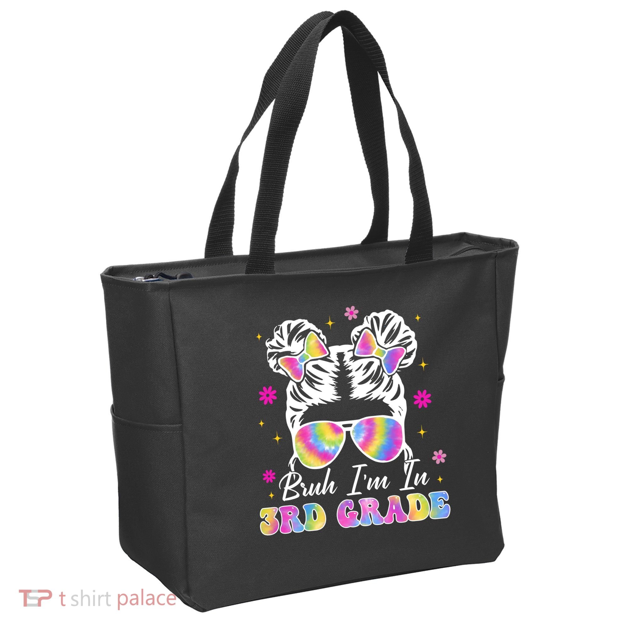 Bruh Im In 3rd Grade Messy Bun First Day Of School Tote Bag