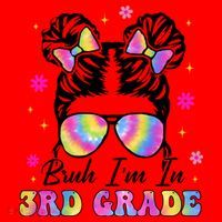 Bruh Im In 3rd Grade Messy Bun First Day Of School Santa Hat thumb 1
