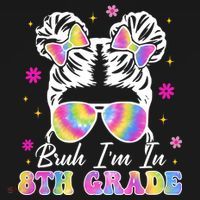 Bruh Im In 8th Grade Messy Bun First Day Of School Women's Hoodie thumb 2