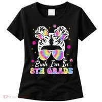 Bruh Im In 8th Grade Messy Bun First Day Of School Women's T-Shirt thumb 0