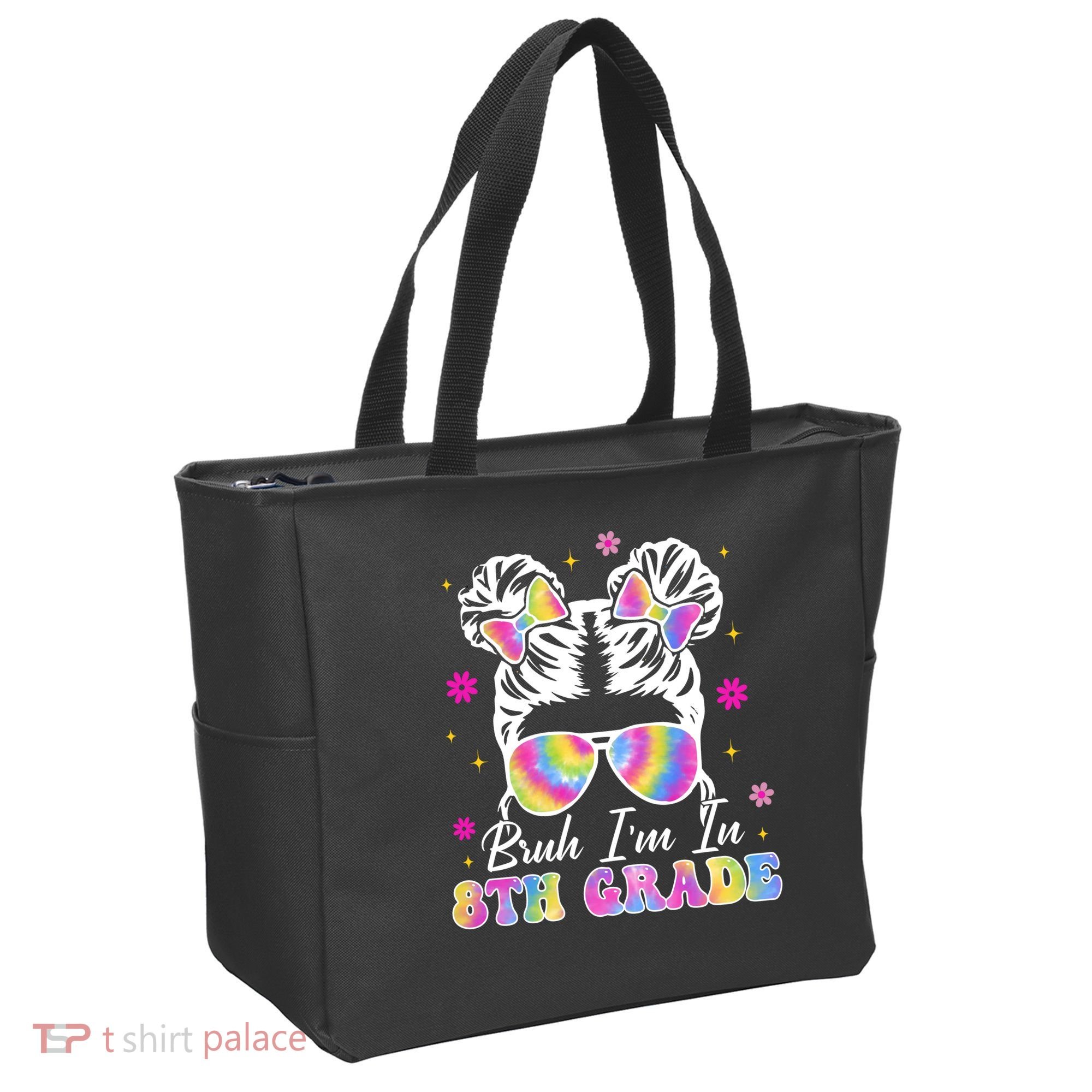 Bruh Im In 8th Grade Messy Bun First Day Of School Tote Bag