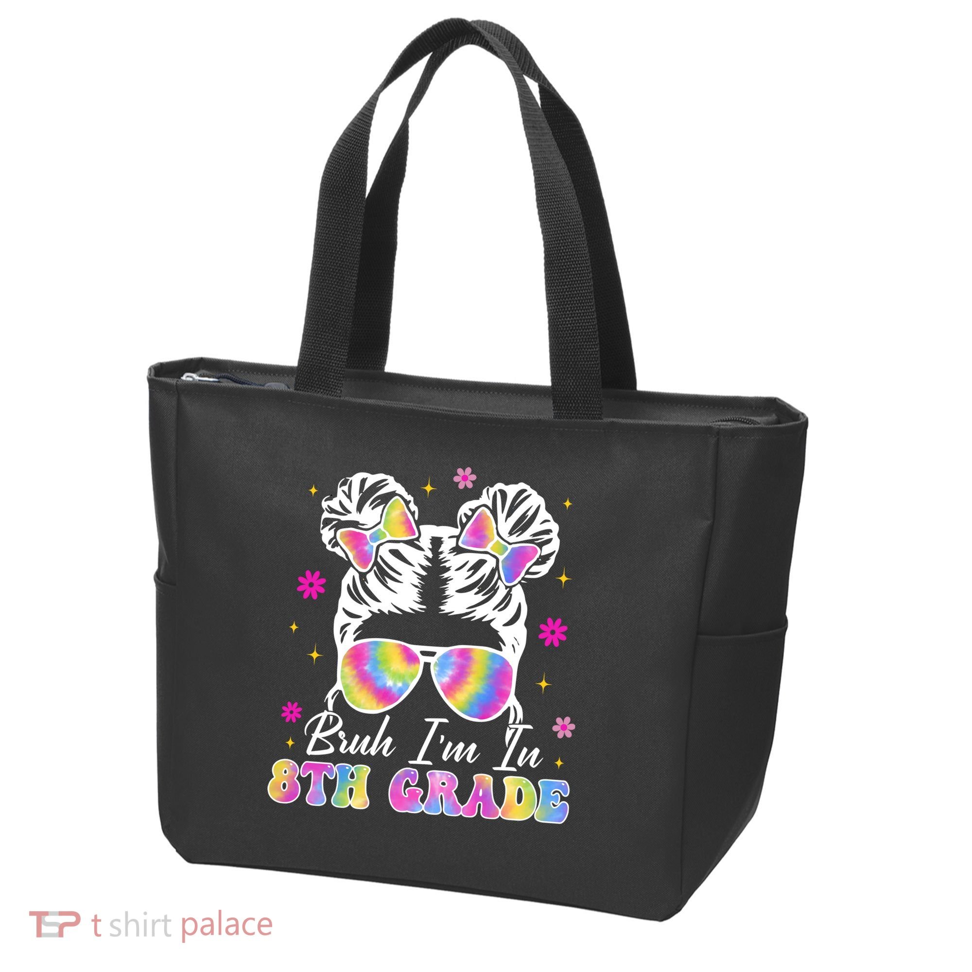 Bruh Im In 8th Grade Messy Bun First Day Of School Tote Bag