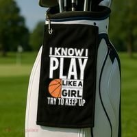 Basketball I Know I Play Like A Try To Keep Up Gift Golf Towel thumb 2