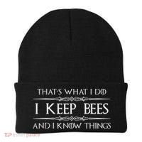 Beekeeper I Keep Bees & I Know Things Beekeeping Bee Beanie thumb 0