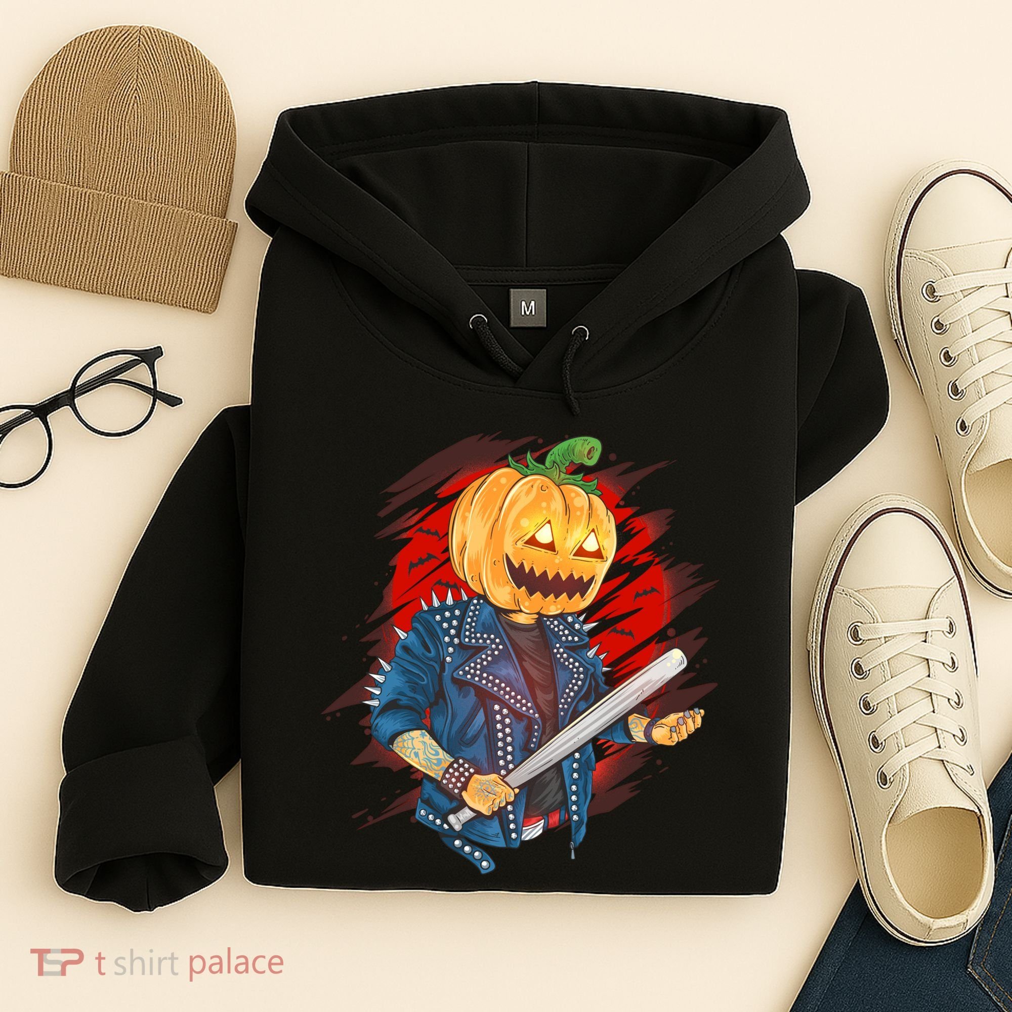 Biker Pumpkin Cool Halloween Hoodie