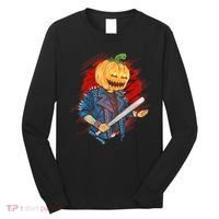 Biker Pumpkin Cool Halloween Long Sleeve Shirt thumb 0