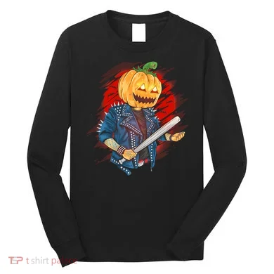 Biker Pumpkin Cool Halloween Long Sleeve Shirt