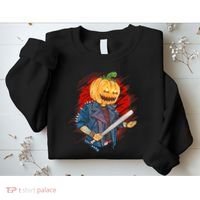 Biker Pumpkin Cool Halloween Sweatshirt thumb 2