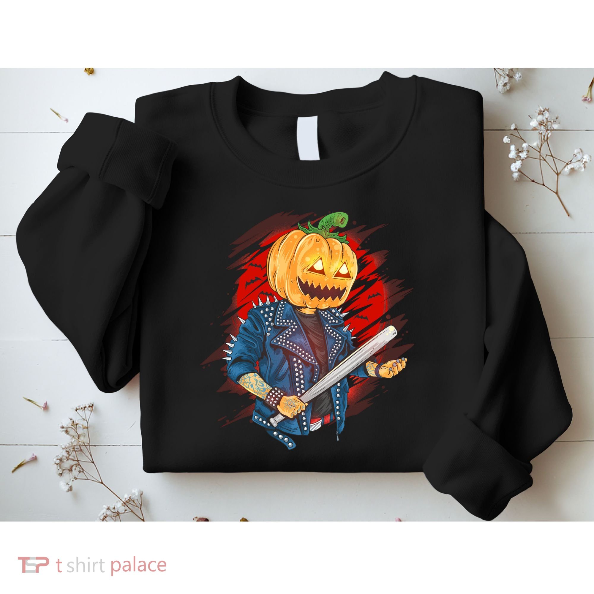 Biker Pumpkin Cool Halloween Sweatshirt