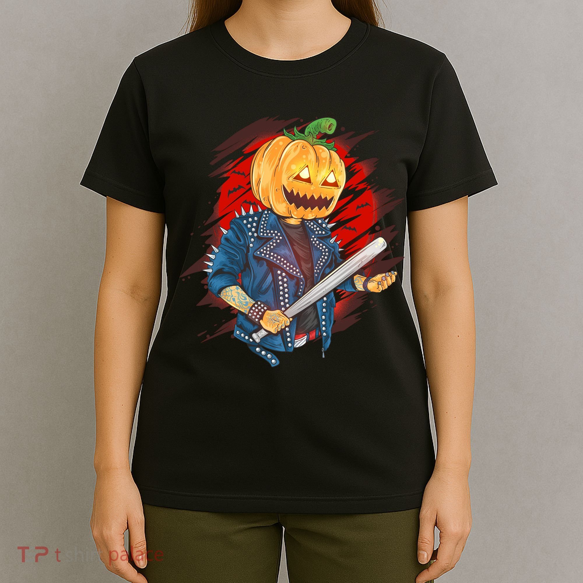 Biker Pumpkin Cool Halloween T-Shirt